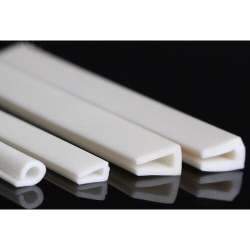 Solid Silicone Rubber U Strip for 0.1mm - 45mm Thick Glass Metal Wood Panel Edge Encloser Shield White