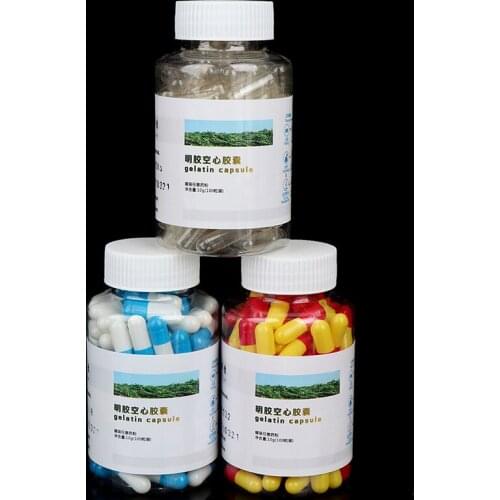 100Pcs/Bottle Empty Vacant Hard Gelatin Capsule Size Gel Pill Vitamins Case