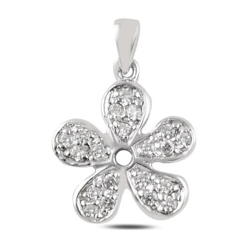 Silver 925 Sterling Daisy Zircon Cubic Zirconia Pendant