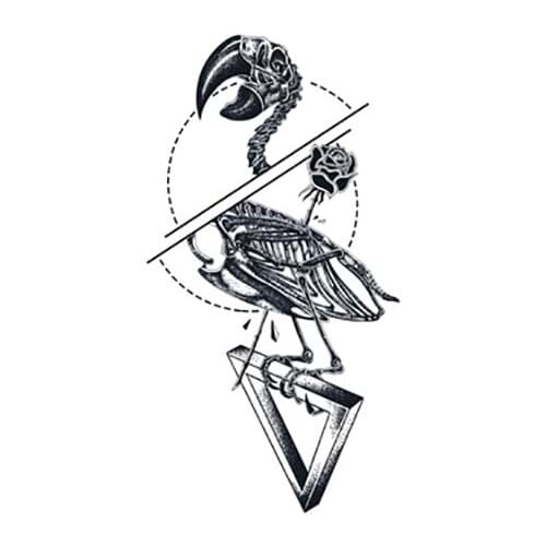 205MM×110MM Long-lasting Waterproof Tattoo Sticker Loves swan song Black and white animal mechanical bird street flower arm fem