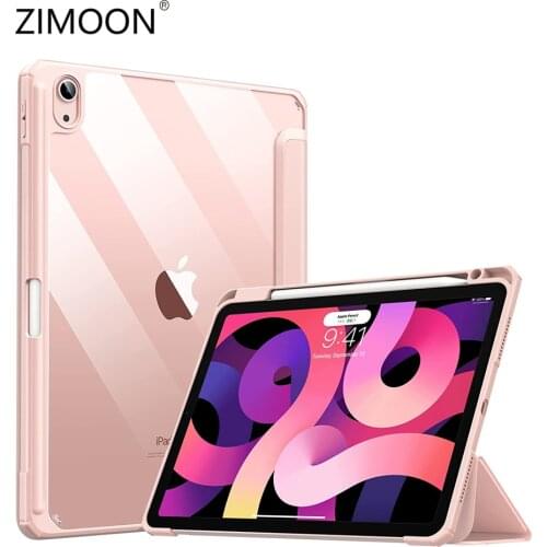 For iPad Air 4 Smart Case with Pencil Holder/Charging for iPad Pro 11 Soft Edge Transparent Cover for iPad 9.7/10.2 Hard Case