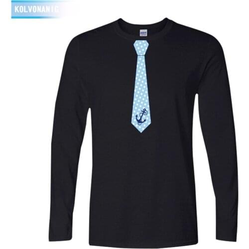KOLVONANIG Brand Spring&fall Fashion Mens Patchwork T-shirt 2019 Fake Tie funny Printed T shirts O-neck long Sleeves Top Tees