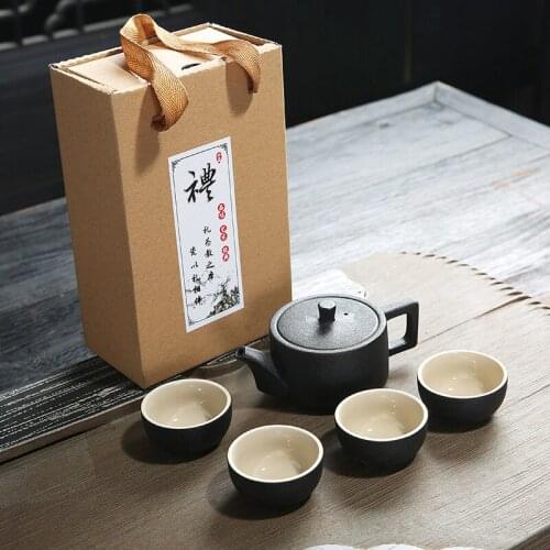 NEWYEARNEW Black Pottery Outdoor Portable Teaware Sets Home Decoration Boyfriend Husband Business Gift Free Shipping