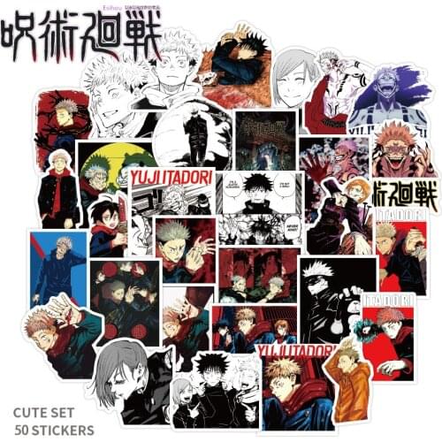 Japan Anime Jujutsu Kaisen Sticker Cosplay Badge Cartoon Tags Scrawl Yuji Itadori Paster 50 Pcs