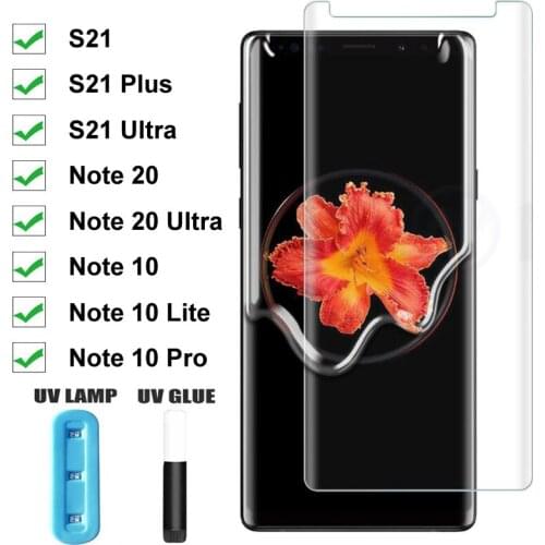 Full Screen Protector For Galaxy Note 8 9 10 20 UV Tempered Glass For Samsung Galaxy S21 S20 Plus Ultra S10 S9 S8 Plus S7 Edge
