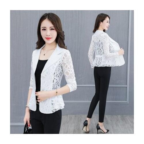 Womens Blazer 2020 Lace Short Women Blazer Office Ladies Jacket Female Plus Size 5XL Feminino Outwear chaqueta mujer