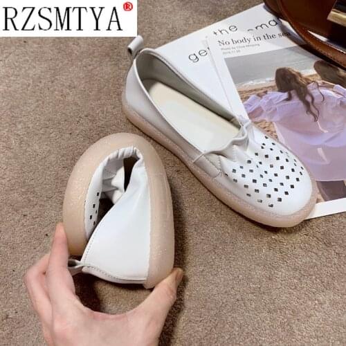 Women Sneakers Flat Shoes Cut Out PU Leather Oxfords Flats Shoes Ladies Breathable Walking Sneaker Ballet Loafers