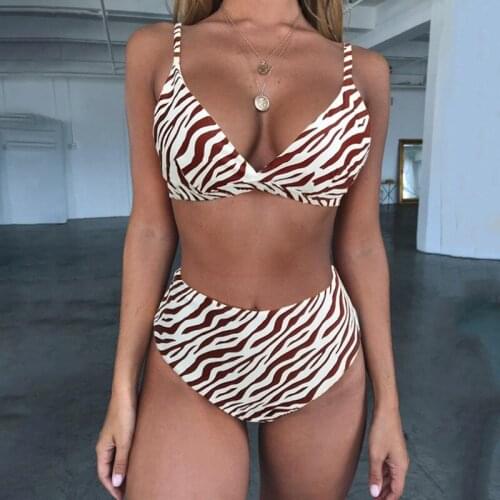 2019 Hot Sexy Swimwear Women Plain Bikini Stretch Push Up Swimsuit Ladies High Waist Bra Beachwear Padded Sexy S-XL