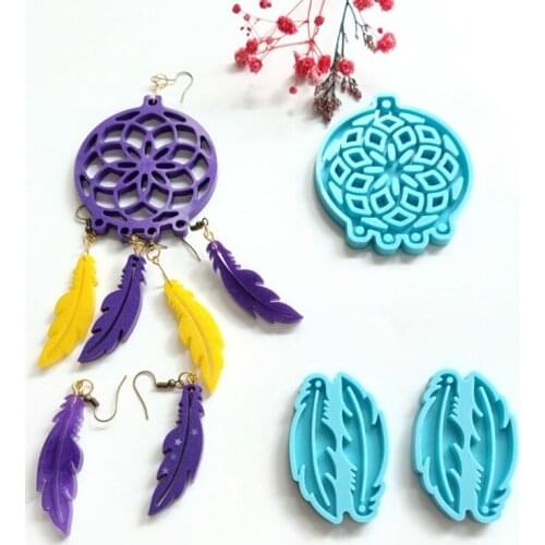 1 Set Dream Catcher Epoxy Resin Mold Keychain Silicone Mould Handmade DIY Crafts Jewelry Pendant Decorations Casting Tools