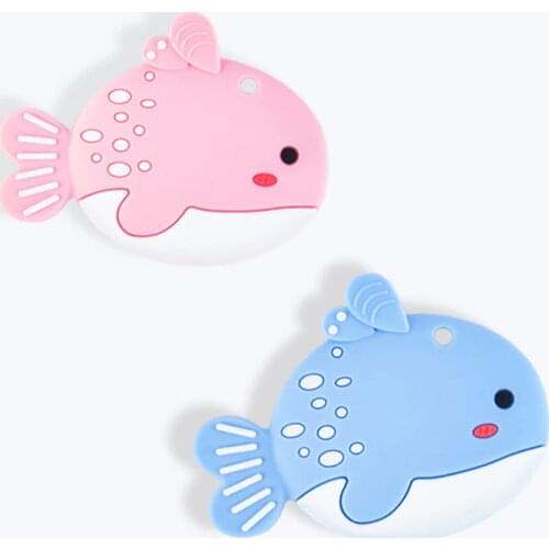 10pcs Fish Shaped Silicone Baby Teether BPA Free Silicone Teether Beads Chewing Baby Teething Pendant Tooth Training Toys