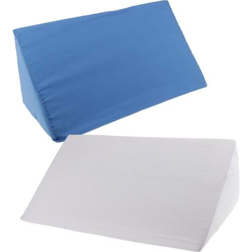2 Pieces Blue White Foam Bed Wedge Pillow Leg Elevation Cushion Back Lumbar Strong Support Washable Zipper Cover