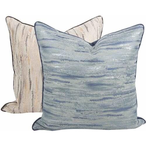 45/50cm blue/beige jacquard cushion cover pillowcase sofa lumbar pillow cover for backrest cushion case