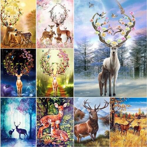 5D DIY Diamond Painting Sika Deer Full Square/Round Rhinestone Embroidery Animal Cross Stitch Kit Mosaic Home Decoration Gifts
