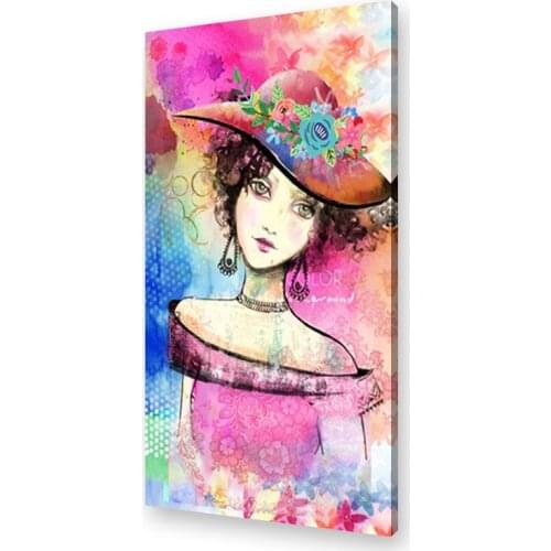 Large New Diamond Painting Full Square round Abstract hat woman,5D DIY Diamond Embroidery Mosaic set Wedding gift, YG1912