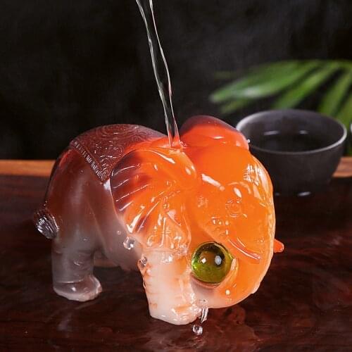 Tea set small ornaments tea pet color changing elephant ornaments creative decorative accessories resin Ruyi elephant ornaments