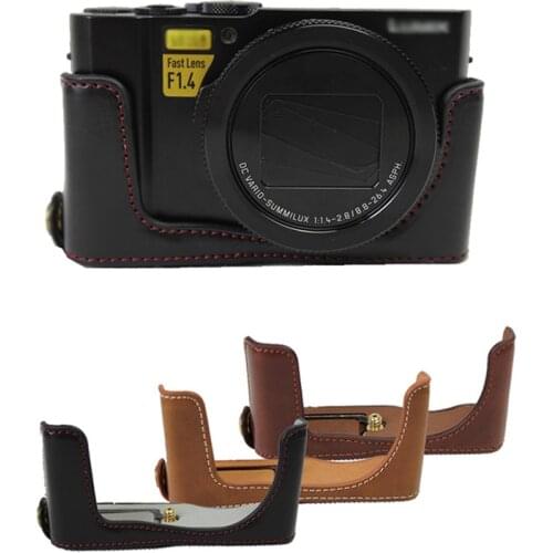 New Camera Half Bag Bottom Case For Panasonic Lumix LX10 L-X10 LX15 PU Leather case Set Cover With Battery Opening