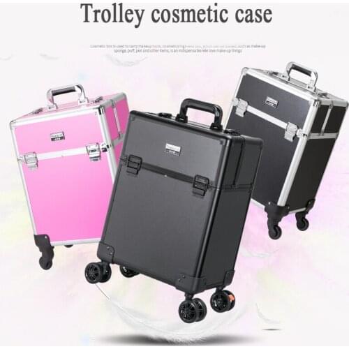 Women large capacity Trolley Cosmetic case,Nails Makeup Toolbox,Multifunction Beauty Tattoo Box Rolling Luggage Trolley Suitcase