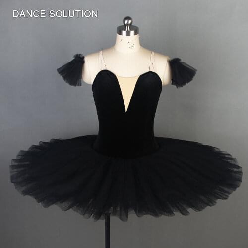 Black Velvet Stretch Camisole Pre-professional Leotard Tutu Girl Stage Dance Costume Pancake Dress for Women Ballet Skirt BLL003