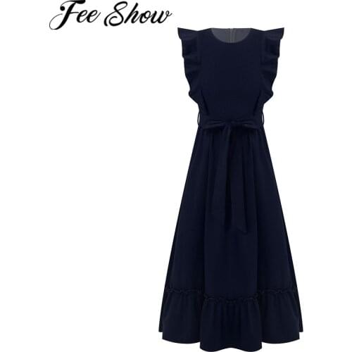 Kids Girls Long Dress Summer Sleeveless Ruffle Detail Pleated Flower Girl Dresses Casual Party A-line Dress Children Clothing