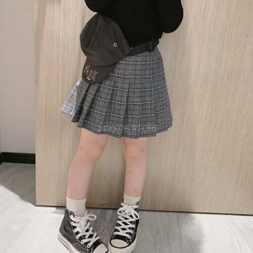 Kids Pleated Princess Skirt England Style Skirt For School Girl Toddler Philabeg Teenage Performance Dance uniform 4-16Y