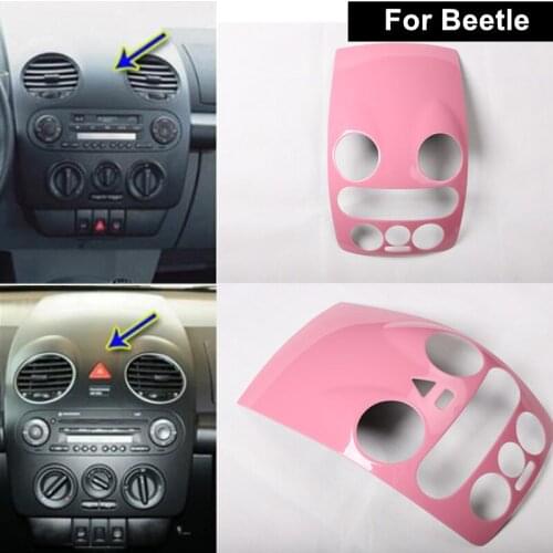 For VW Beetle 2001~2011 Parts Pink Car Interior Center Console Panel Cover Case Decoration