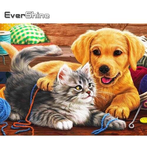 Evershine Diamond Painting Dog Full Square Rhinestone Mosaic 5D DIY Diamond Embroidery Cat Cross Stitch Kit Home Decoration