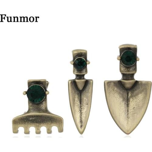 Funmor 3Pcs Shovel Set Brooch Small Size Pins Alloy For Men Gardener Daily Work Decoration Accessories Lapel Coat Bijoux Gifts