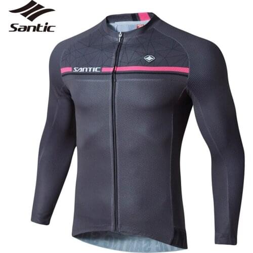 Santic Men Cycling Jersey Long Sleeve Summer White Gray Bicycle Clothing Bike Jersey Quick Dry Jersey Shirt Maillot Ciclismo