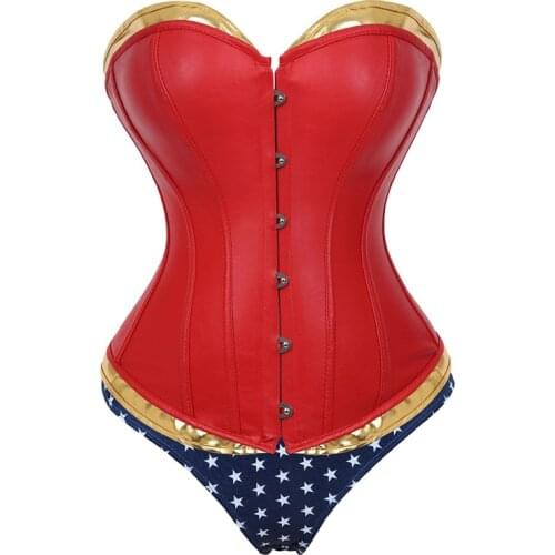 Faux Leather Corsets and Bustiers Waist Halloween Plus Size korset top Sexy Slimming Overbust Corset Lace Up Steampunk Corselet