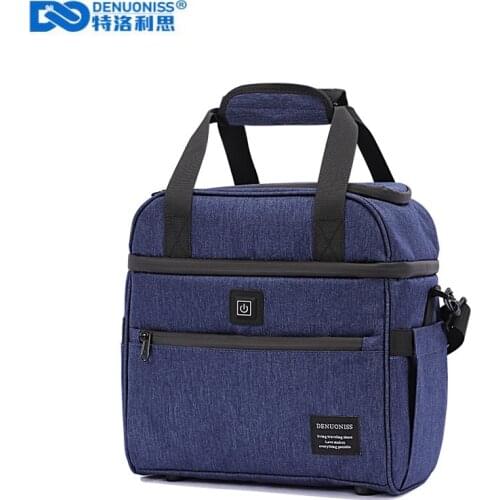 DENUONISS Insulated Bag Creative USB Heating Design Canvas Lunch Bag For Men/Women Waterproof Large Capacity Food Thermal Bag