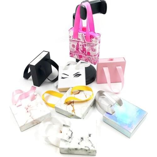 Eyelash Packaging Box Wholesale 3D Mink Lashes Bulk Empty Box 25mm Mink Eyelashes Cases False Eyelashes Paper Box Ribbon box