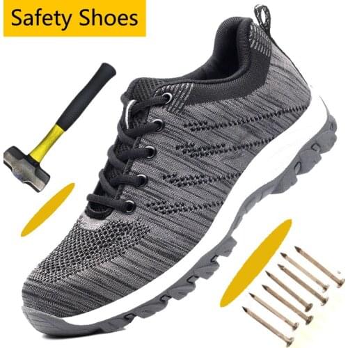 Anti-Stab Safety Work Shoes for Men Non-Slip Resistant Industrial Construction Safety Shoes Men Athletic Steel Toe Work Sneaker
