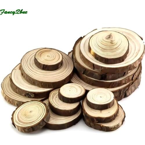 Natural Round Wood Slices Circles With Tree Bark Log Discs For DIY Crafts Wedding Party Painting Decoration