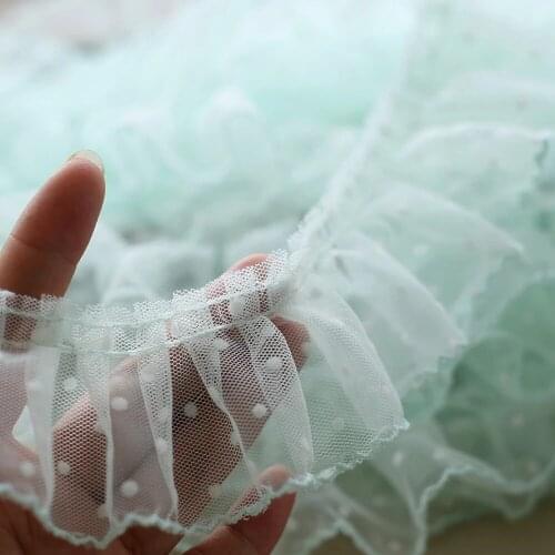 1M Dot Lace Applique Mesh Fabric Royal Blue Yellow Brown Green Lace Trim Collar 6cm Ribbon Sewing Dress Guipure dentelle LA47