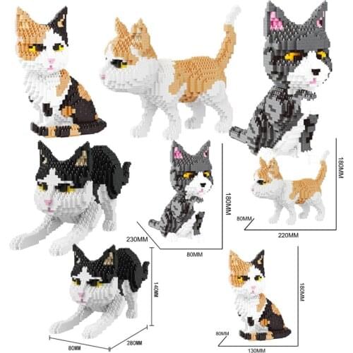 Cute Animal pet Cartoon Cat Model building blocks DIY brick creative Friends Toy for Children gifts Educational Classical MOC