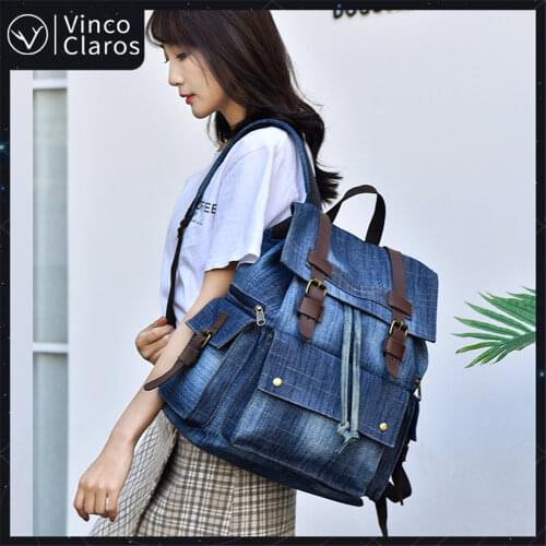 Fashion Casual Denim Backpacks Women Trend Travel Backpack for Women Luxury Designer Backpack Large Capacity Drawstring Bag 2020