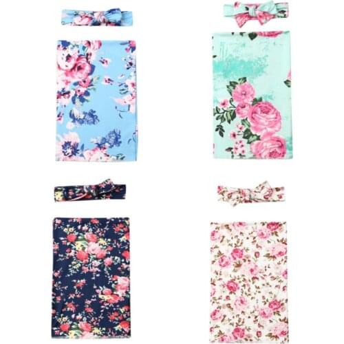 Emmababy Newborn Photography Baby Blankets Boys Girls Swaddle Muslin Wrap +Headband 2PCS