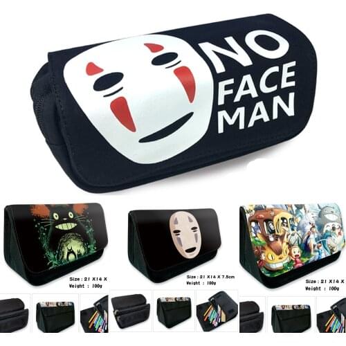 No Face Man Totoro Pencil Case Wallet Purse School Pen Zipper Bag Anime Cartoon Kids Gift