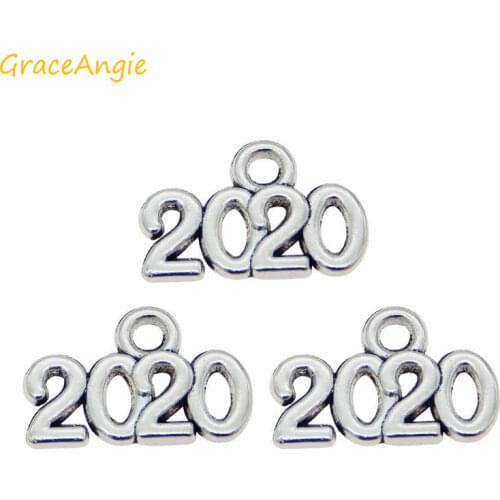 100 pcs Number 2020 2021 2022 Year Charms Silver Color Alloy Bracelet Necklace Keychain Pendant DIY Jewelry Accessory Wholesale