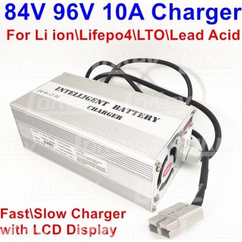 84V 96V 10A 23S 96.6V 24S 100.8V li-ion 102.2V lifepo4 adjustable Charger With LCD Display for lithium LTO lead acid batterys