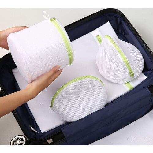 Six Pieces Green With Zippered Mesh Bags Set Household Washer Bag Underwear Bra Socks Laundry Organizer Clothes Protection Bag