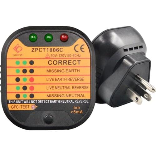 Outlet Socket Tester Detector Circuit Polarity Voltage Plug Breaker US EU UK Ground Zero Line Switch Safety Electroscope