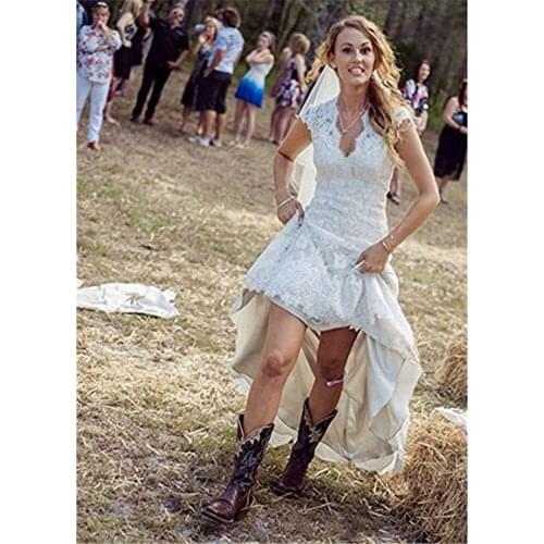 Vestido de noiva Hi Lo Gown Bridal Gown Lace Appliques Amazing robe de soiree Bridal Gowns Appliqued Lace 2016 Wedding Dresses