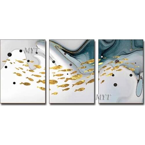 Gold Foil 3 Pieces Abstract Newest Oil Painting 100% Hand Painted 3 Pieces Wall Canvas Art Paintings Artwork For Home Decoration