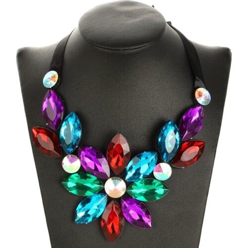 ZOSHI Fashion Full Rhinestone Choker Necklaces for Women Bijoux Shiny Black Rope Chain Necklaces Statement Jewelry Party Gift