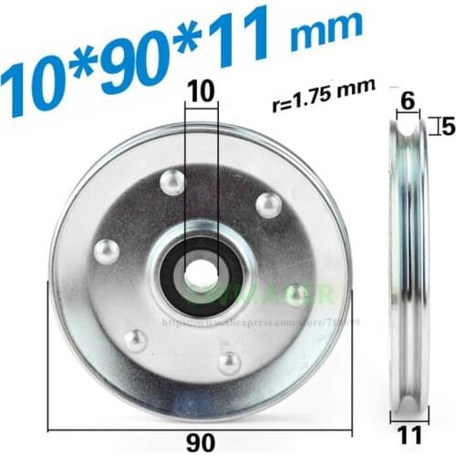 10pcs 10*90*11mm 9 cm wire rope pulley, V slot elevator lift wheel, rolling bearing pulley, 6200ZZ nylon wheel