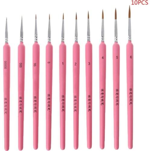 10Pcs/set Wolf Hair Hook Line Pen Fine Paint Brush Pen Set Artist Watercolor Acrylic Painting Brush Art Drawing Supplies HX6A