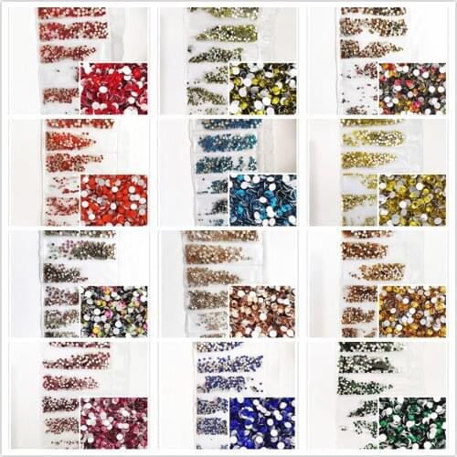 1200pcs Mix Sizes Crystal Clear AB Non Hotfix Flatback Strass Glitter Nail Art Rhinestones For 3D Clothing Nail Art Decorations
