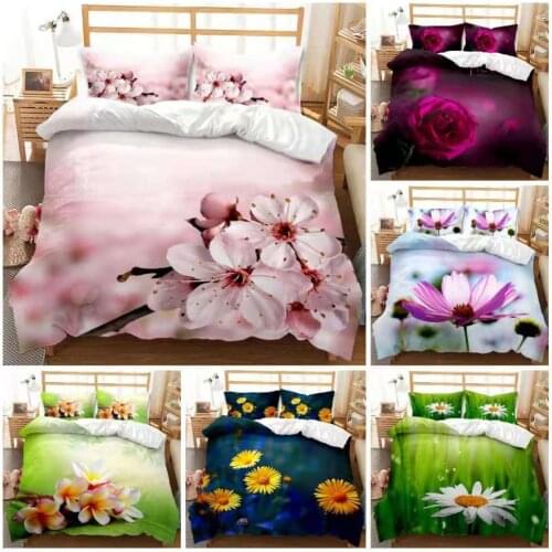 3D Digital American Printing Bedding Set Garden Plant Flower Quilt Cover