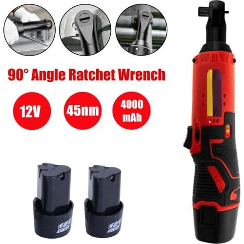 65N.m 3/8" Angle Ratchet Wrench Cordless Electric Right Angle Wrench Set Drill Screwdriver Wrench Tools with Battery Charger Kit